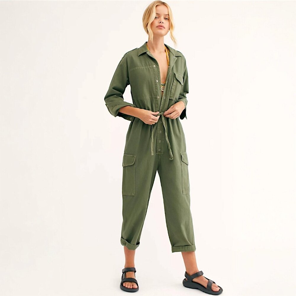 Citizens Of Humanity  green Nova utility cargo cropped jumpsuit coveralls W's S